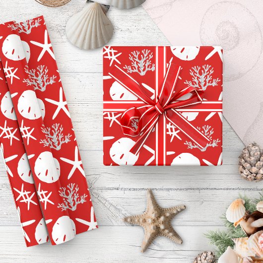 Kustkerst Sand Dollar Red Cadeaupapier