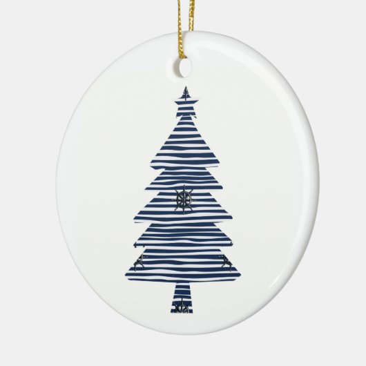 Kustkerstboom nautische scheepswiel keramisch ornament (Links)