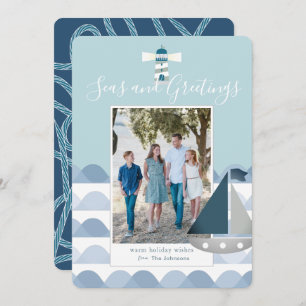 Kustkerstcadeau voor Sailboat Holiday Kaart