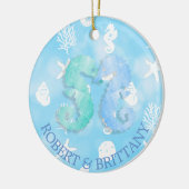 Kustkerstdecor Seahorse gepersonaliseerd Keramisch Ornament (Links)