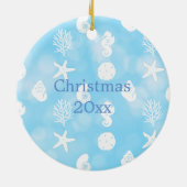 Kustkerstdecor Seahorse gepersonaliseerd Keramisch Ornament (Achterkant)