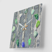 Kustkleurstof driftwood blauw groen vierkante klok (Hoek)