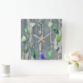 Kustkleurstof driftwood blauw groen vierkante klok (Huis)