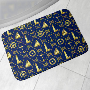 Kustknop Nautical Gold and Blue Rope Badmat