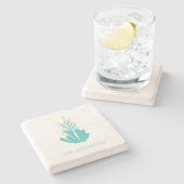 Kustkoraal en -Zee Stenen Onderzetter (Zijkant)