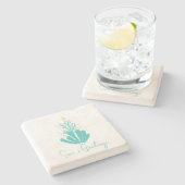 Kustkoraal en -Zee Stenen Onderzetter (Zijkant)