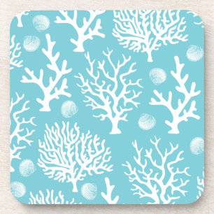 Kustkoralen en -zeeschelpen, wit Zee Bier Onderzetter