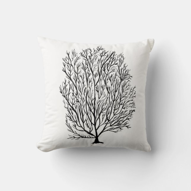 Kustkoralen, zeewier, zwart wit Zee Kussen (Voorkant)