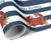 Kustkrab Nautical Stripes Cadeaupapier (Rol Hoek)