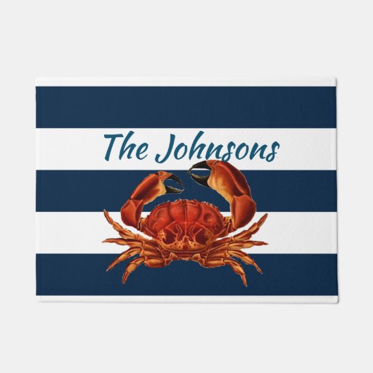 Kustkrab Nautical Stripes Deurmat (Voorkant)
