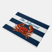 Kustkrab Nautical Stripes Deurmat (Schuin)