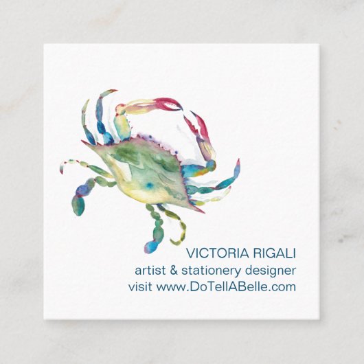 Kustkrab Waterverf Beach Visitekaartje (Voorkant)