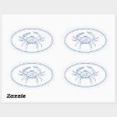Kustkreeft, blauw en witte krab ovale sticker (Vel)