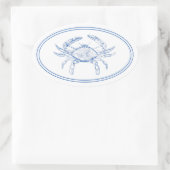 Kustkreeft, blauw en witte krab ovale sticker (Tas)