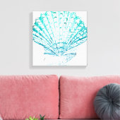 kustkreeft blauwgroen blauwe waterverf zeeschildpa canvas afdruk (Insitu (Woonkamer))
