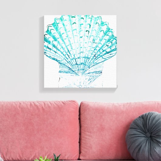 kustkreeft blauwgroen blauwe waterverf zeeschildpa canvas afdruk (Insitu (Woonkamer))
