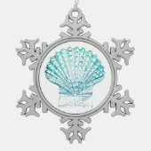 kustkreeft blauwgroen blauwe waterverf zeeschildpa tin sneeuwvlok ornament (Voorkant)