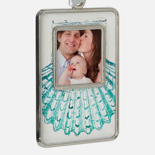 kustkreeft blauwgroen blauwe waterverf zeeschildpa verzilverd kader ornament (Rechts)