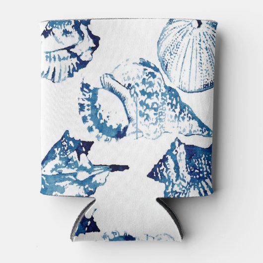 kustkreeft indigo blauwe oceaan waterverf seashell blikjeskoeler (Voorkant)