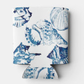 kustkreeft indigo blauwe oceaan waterverf seashell blikjeskoeler (Achterkant)