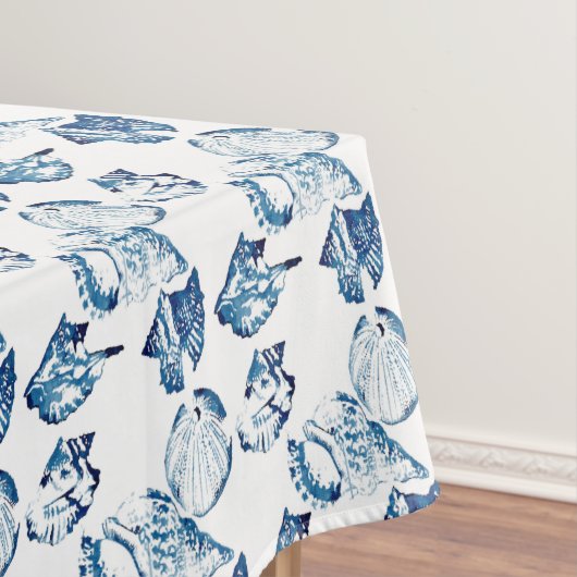 kustkreeft indigo blauwe oceaan waterverf seashell tafelkleed (Voorbeeld)