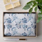 kustkreeft indigo blauwe oceaan waterverf seashell tissuepapier (Geschenk)