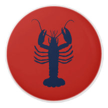 Kustkreeft Marine Blauw en Rood Nautische Kleuren