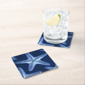 kustkreeft rustisch zeeblauwe zeester vierkante kartonnen onderzetter (Insitu)