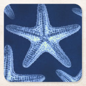 kustkreeft rustisch zeeblauwe zeester vierkante kartonnen onderzetter (Voorkant)