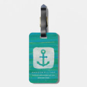 Kustkunst | Aqua Anchor Bagagelabel (Achterkant verticaal)