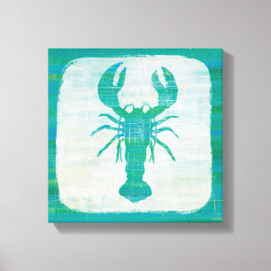 Kustkunst   Aqua Lobster Canvas Afdruk
