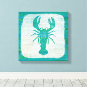 Kustkunst | Aqua Lobster Canvas Afdruk (Insitu (Houten vloer))