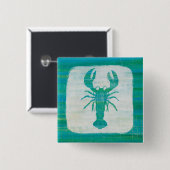 Kustkunst | Aqua Lobster Vierkante Button 5,1 Cm (Voorkant /achterkant)