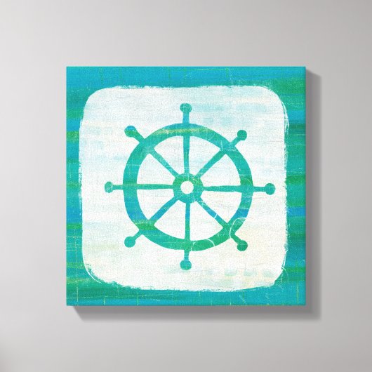 Kustkunst | Aqua stuurwiel Canvas Afdruk (Voorkant)