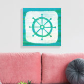 Kustkunst | Aqua stuurwiel Canvas Afdruk (Insitu (Woonkamer))
