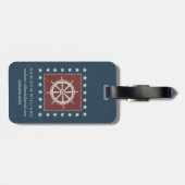 Kustkunst | Scheepswiel op rood Bagagelabel (Achterkant horizontaal)