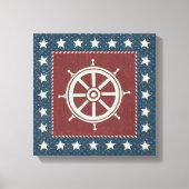 Kustkunst | Scheepswiel op rood Canvas Afdruk (Voorkant)
