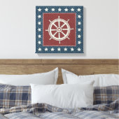 Kustkunst | Scheepswiel op rood Canvas Afdruk (Insitu (Slaapkamer))