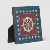 Kustkunst | Scheepswiel op rood Fotoplaat (Voorkant)