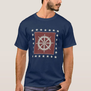 Kustkunst   Scheepswiel op rood T-shirt