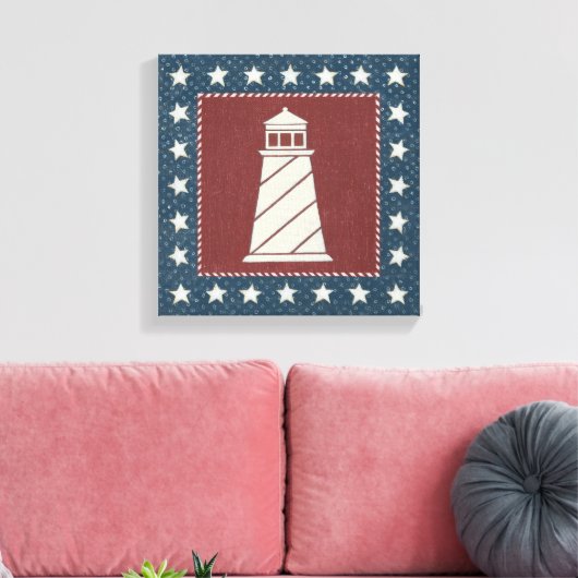 Kustkunst | Vuurtoren op rood Canvas Afdruk (Insitu (Woonkamer))