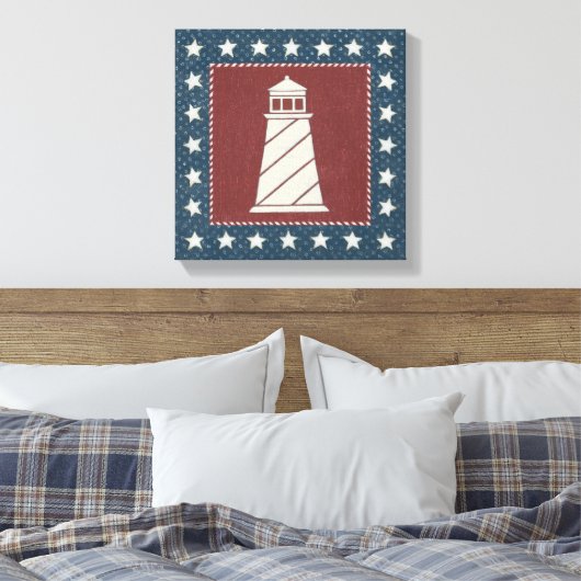 Kustkunst | Vuurtoren op rood Canvas Afdruk (Insitu (Slaapkamer))