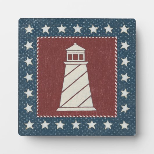 Kustkunst | Vuurtoren op rood Fotoplaat (Voorkant)