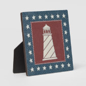 Kustkunst | Vuurtoren op rood Fotoplaat (Voorkant)