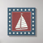 Kustkunst | Zeilboot op rood Canvas Afdruk (Voorkant)