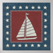 Kustkunst | Zeilboot op rood Poster (Voorkant)