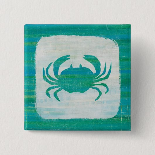 Kustkust | Aqua Crab Vierkante Button 5,1 Cm (Voorkant)