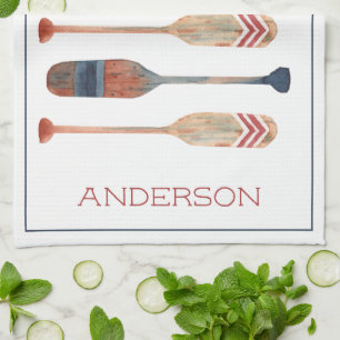 Kustkust nautische strand riemen gepersonaliseerd theedoek