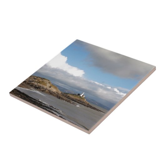 Kustlandschap en vuurtoren tegeltje (Zijkant)