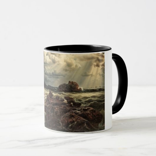 Kustlandschap met schepen aan de horizon mok (Voorkant rechts)